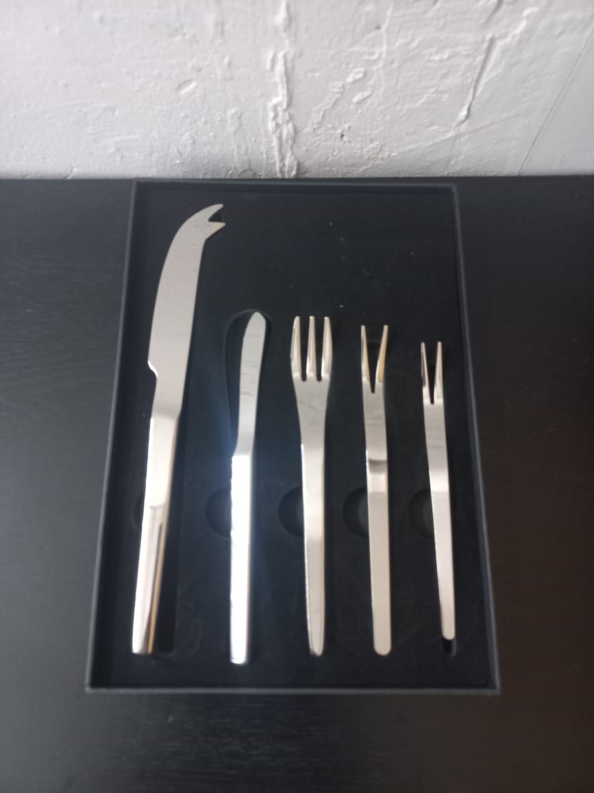 5pc stainless steel cocktail snack serving - 0