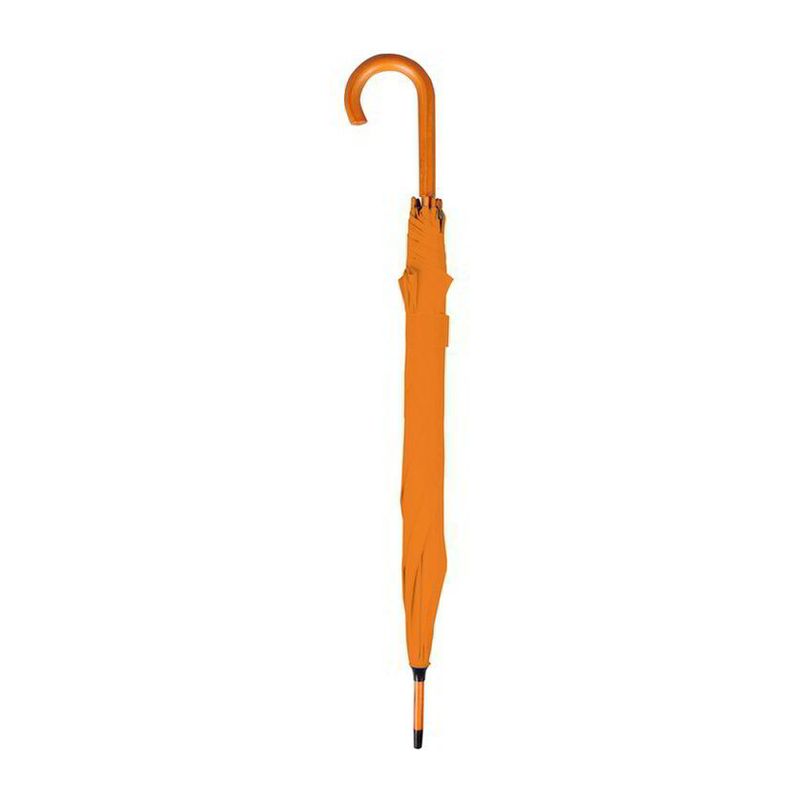 Orange Umbrella with wooden shaft and J handle - Embrace Rain and Shine with Style and Purpose" - 0