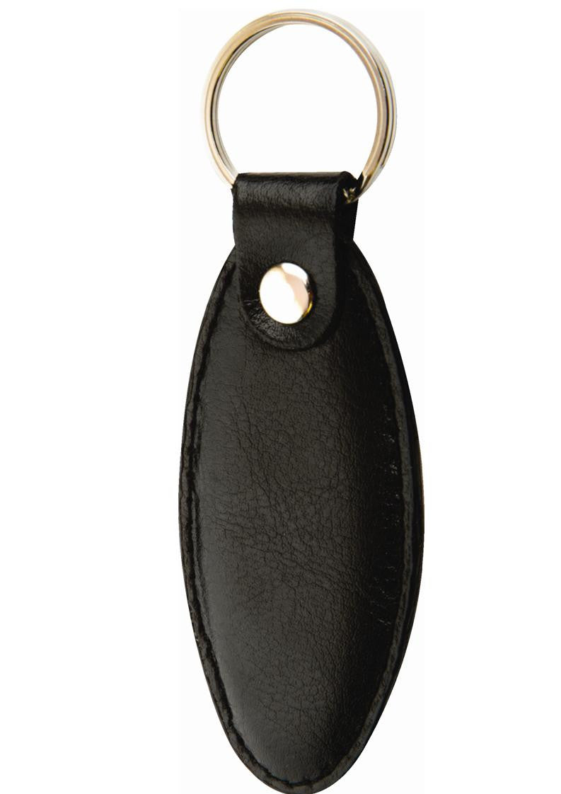 Black 'teardrop' genuine leather keyring | Presence