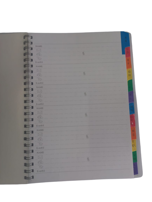 white A5 address book