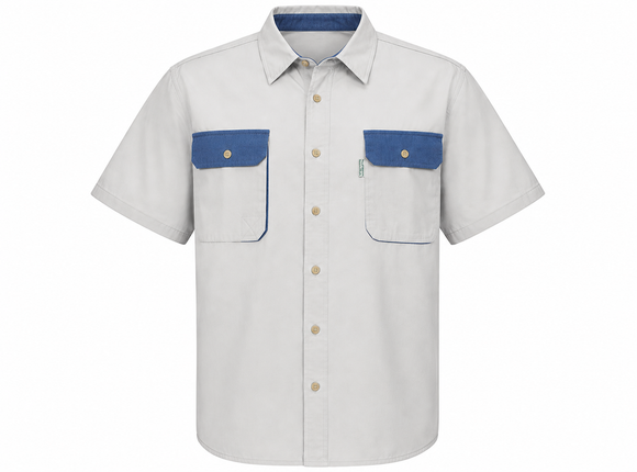 Safari Bush Shirt Two Tone - Stone & Blue