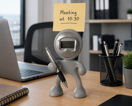 Grey Bendable Clockman with Clip - 0