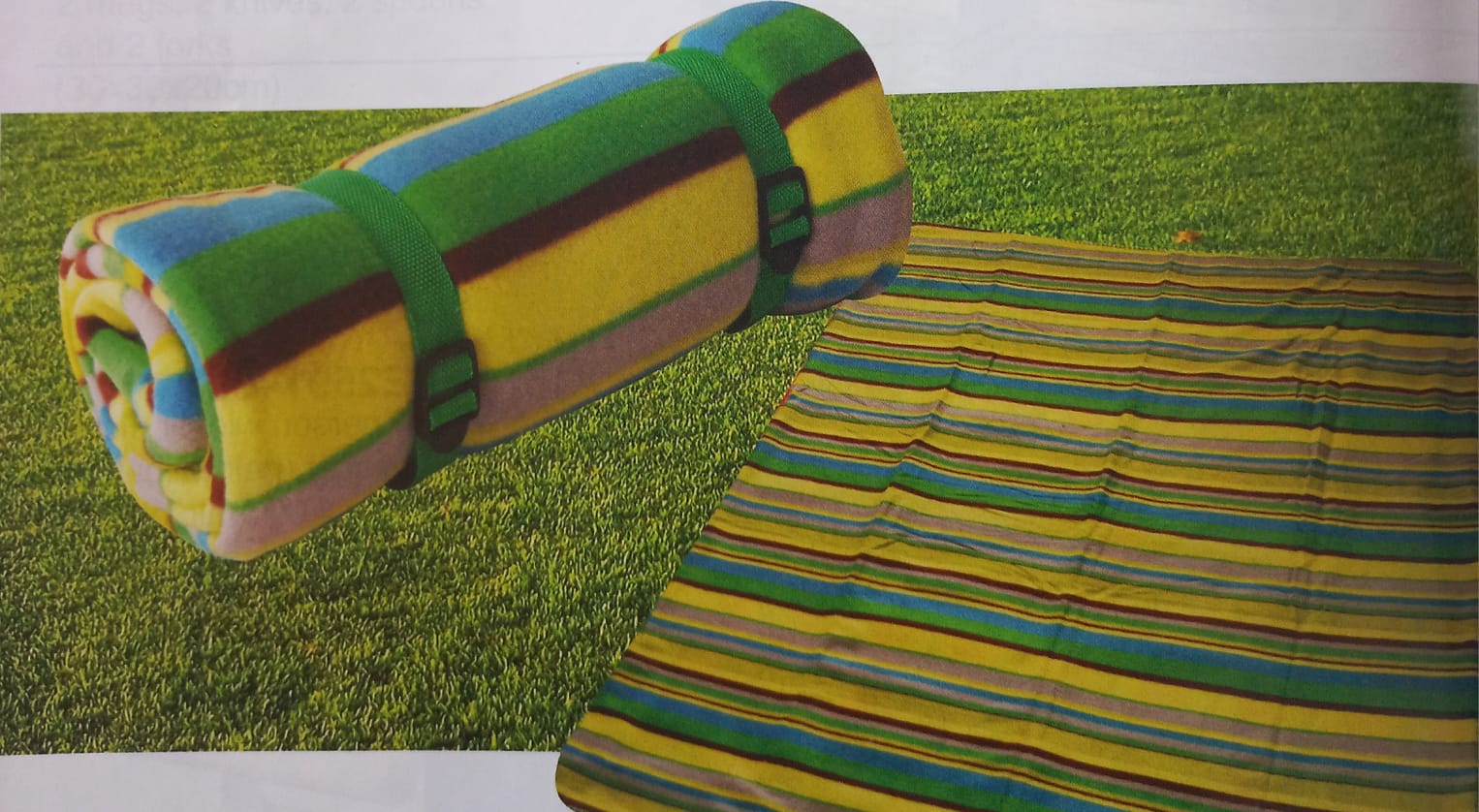 Flees Picnic Blanket - Olive Green and Brown Stripe (150x130cm)