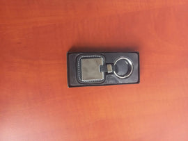 Black PU & silver keyring disc - 0