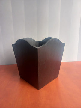 Black wood waste paper bin