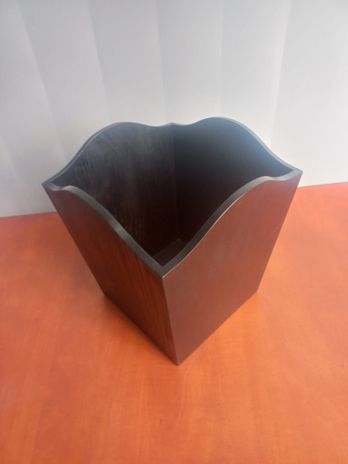 Black wood waste paper bin - 0