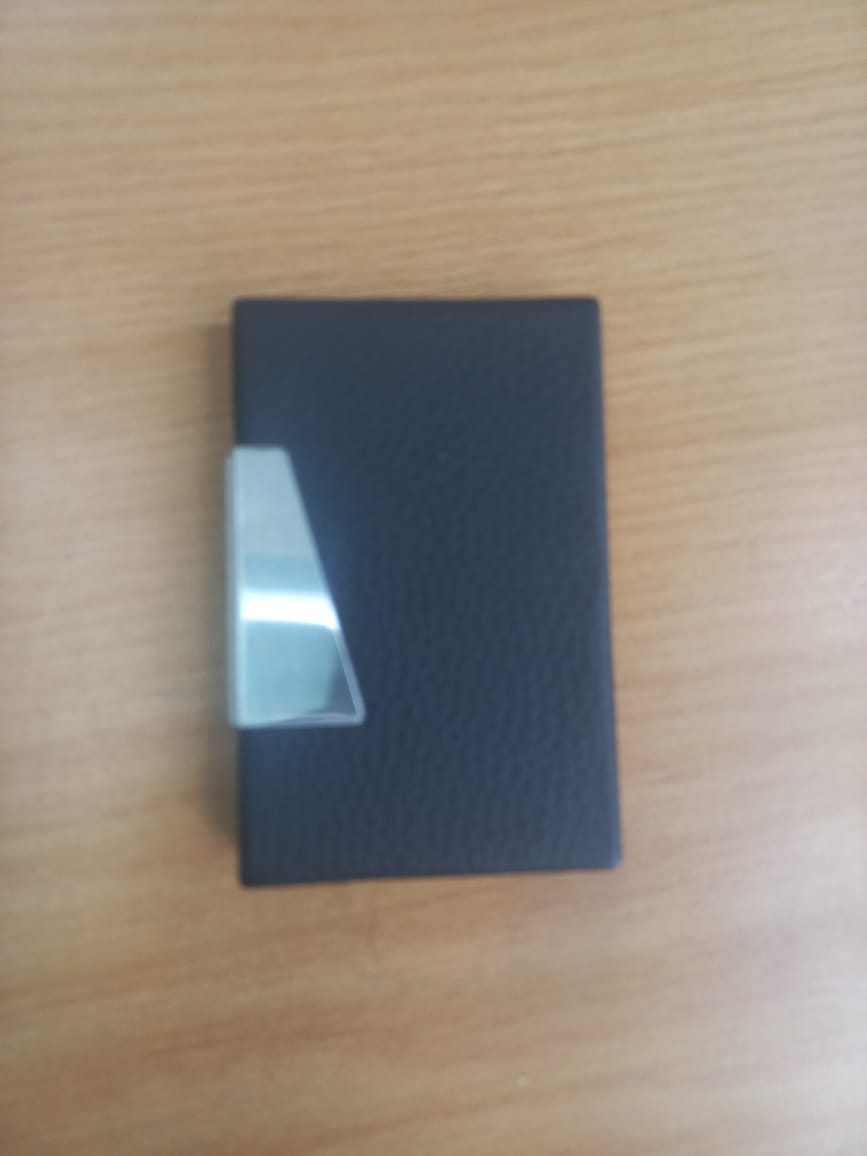 Black PU aluminium business card holder