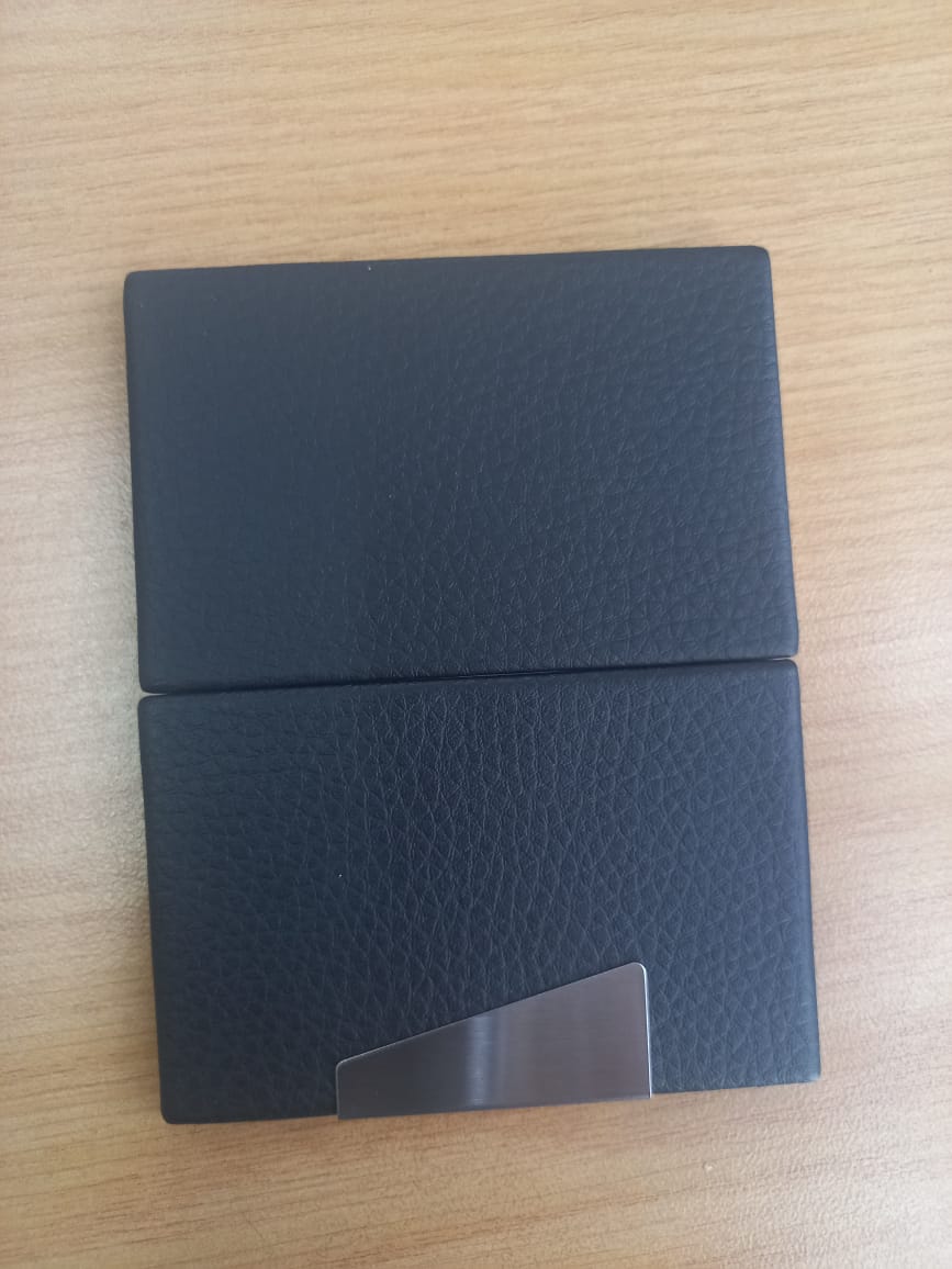 Black PU aluminium business card holder - 0
