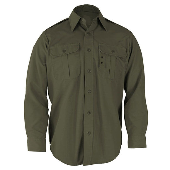 Long Sleeve Olive Bush Shirt for Outdoor Safaris