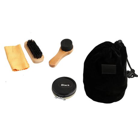 4 Piece Shoe Care Kit with Black Pouch- Your Portable Handbag Essential