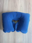 U-Shaped Inflatable Travel Neck Pillow Flocked Fabric Air Pillow with pouch-2