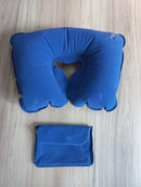 U-Shaped Inflatable Travel Neck Pillow Flocked Fabric Air Pillow with pouch-1