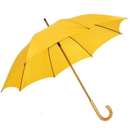 Yellow Umbrella with wooden shaft and J handle - Embrace Rain and Shine with Style and Purpose"