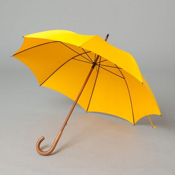 Yellow Umbrella with wooden shaft and J handle - Embrace Rain and Shine with Style and Purpose" - 0