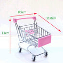 Mini Shopping Cart Trolley Desk Organizers - Grey-2