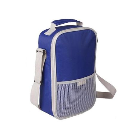 Blue Wine Bag with Silver Trim and Shoulder Strap