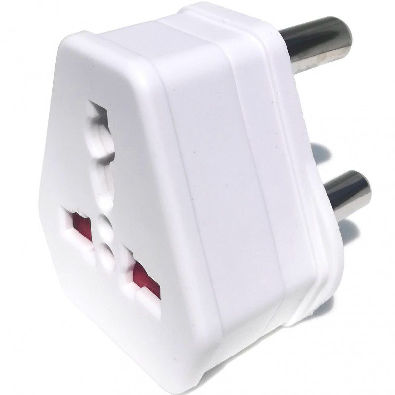White universal travel plug adapter for international visitors to SA used to convert international power plugs