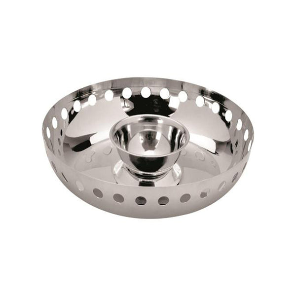 Stainless Steel Chip & Dip Large Decorative Bowl with Removable Sauce Cup