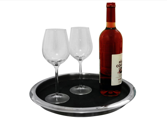 Stainless steel serving tray with non-slip insert