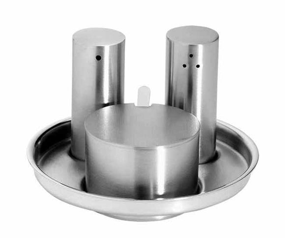 Matt stainless steel condiment set juno
