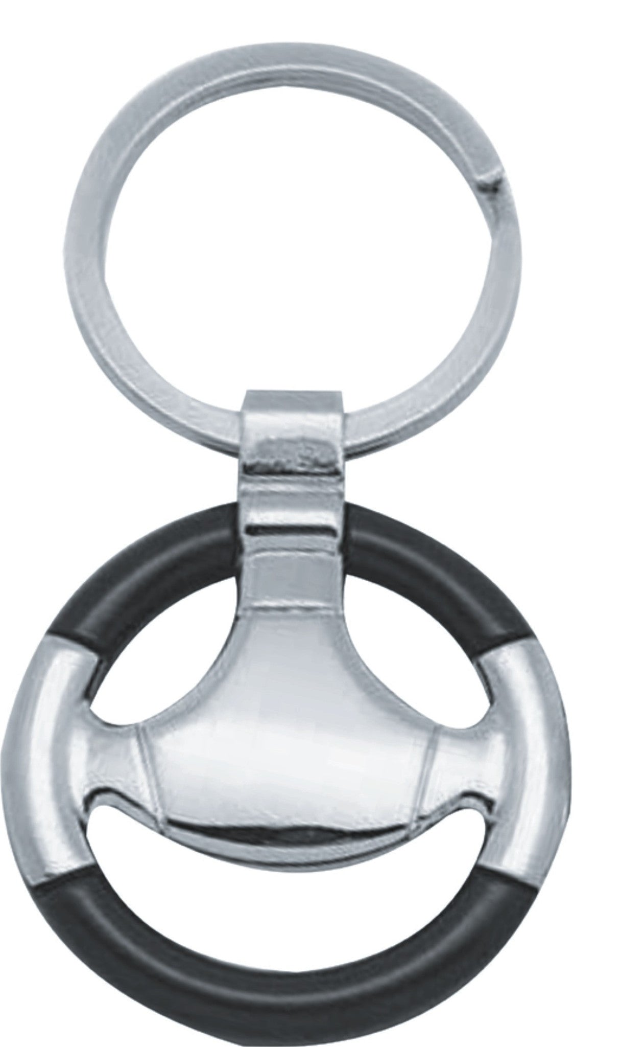 Black and silver keyring 'steering wheel' in presentation box, Keyrings - Presence