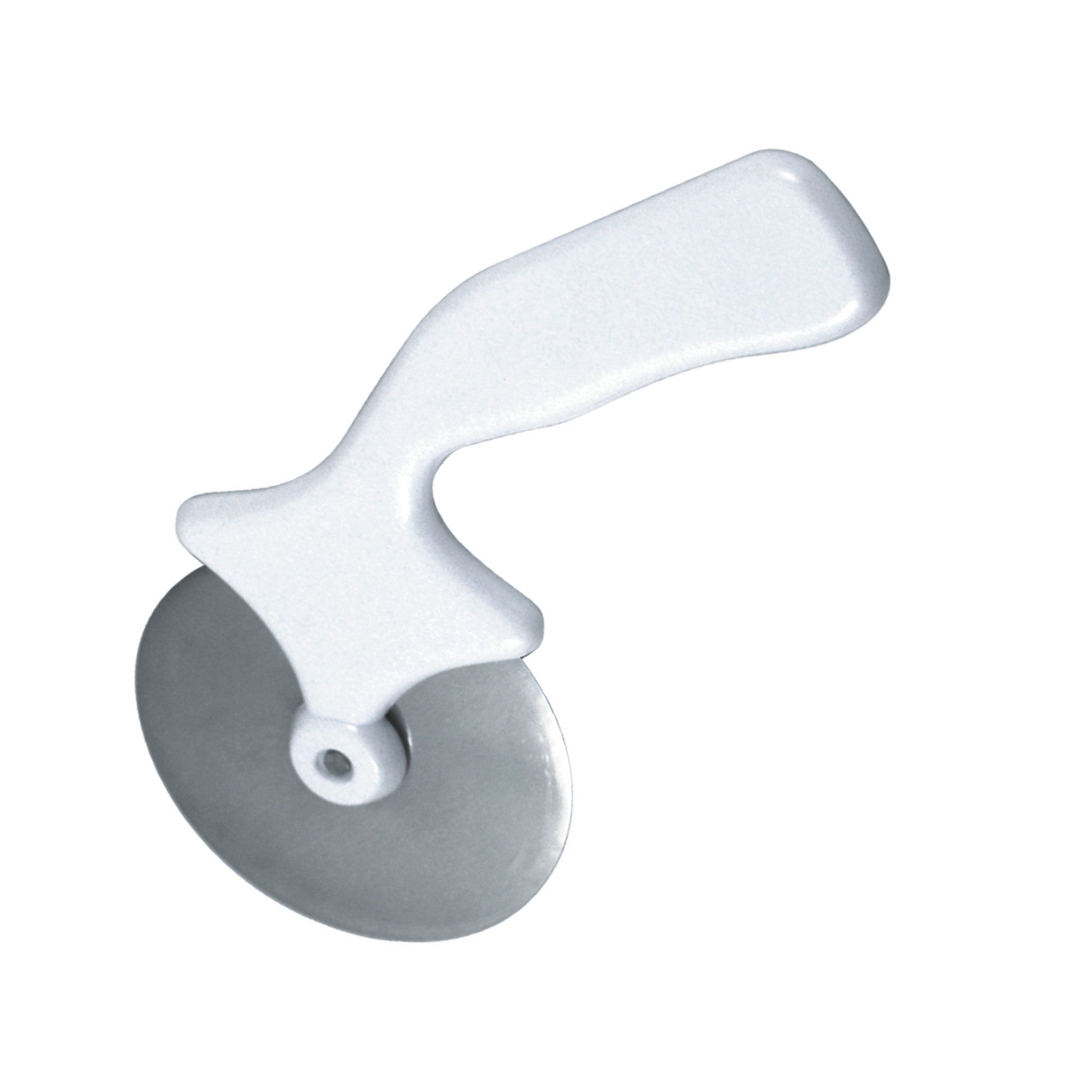 White and stainless steel pizza cutter