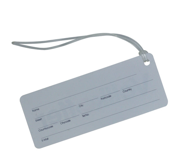 White Luggage Tag With Strap