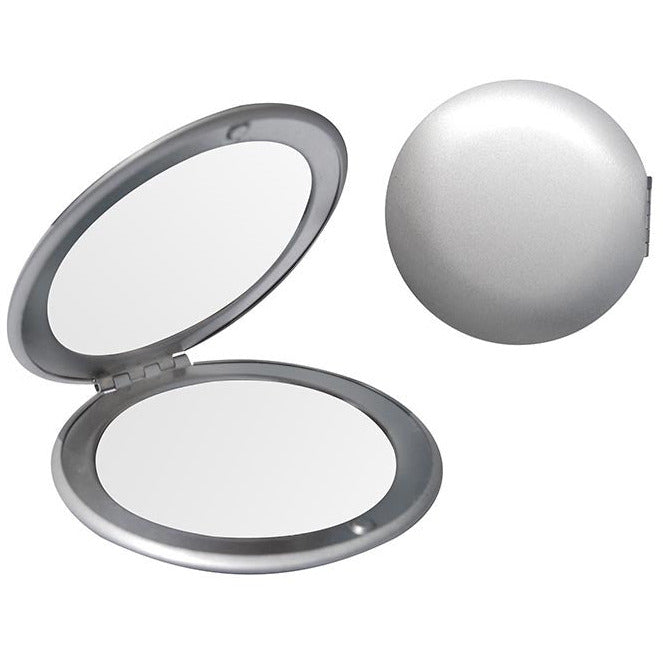 Silver double sided compact mirror (6.5cm)