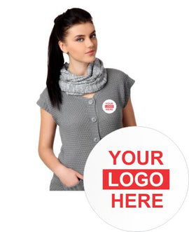 White round badge button with pin