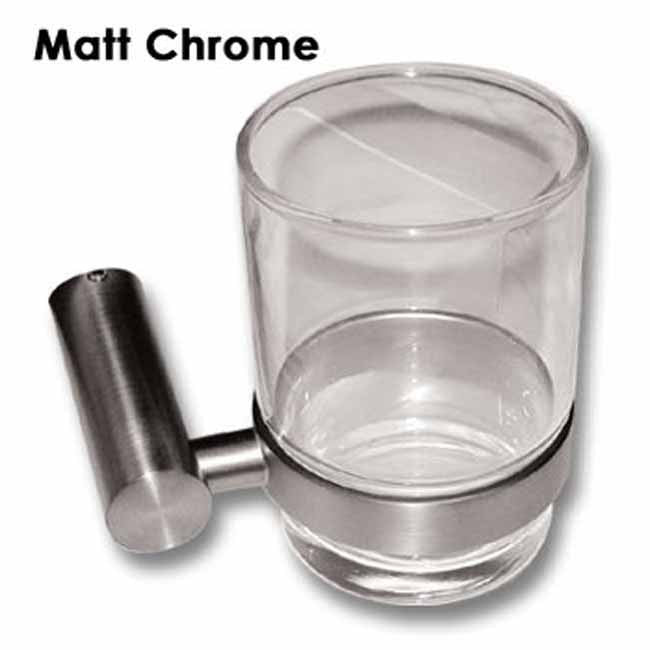 Matt chrome wall mounted glass holder