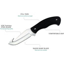 Black hunting knife with hook and nylon sheath-3