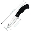 Black hunting knife with hook and nylon sheath-4