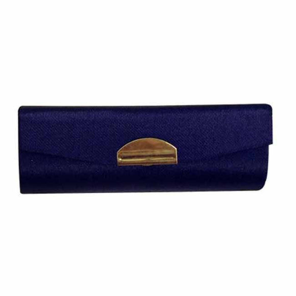 Dark blue satin lipstick case with mirror