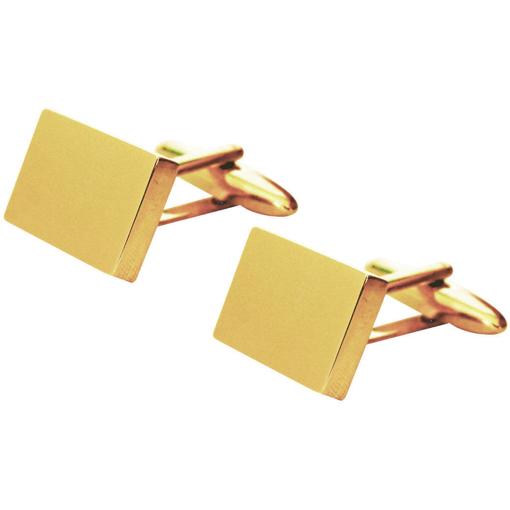 Gold shiny 'rectangular' cufflinks in gift box