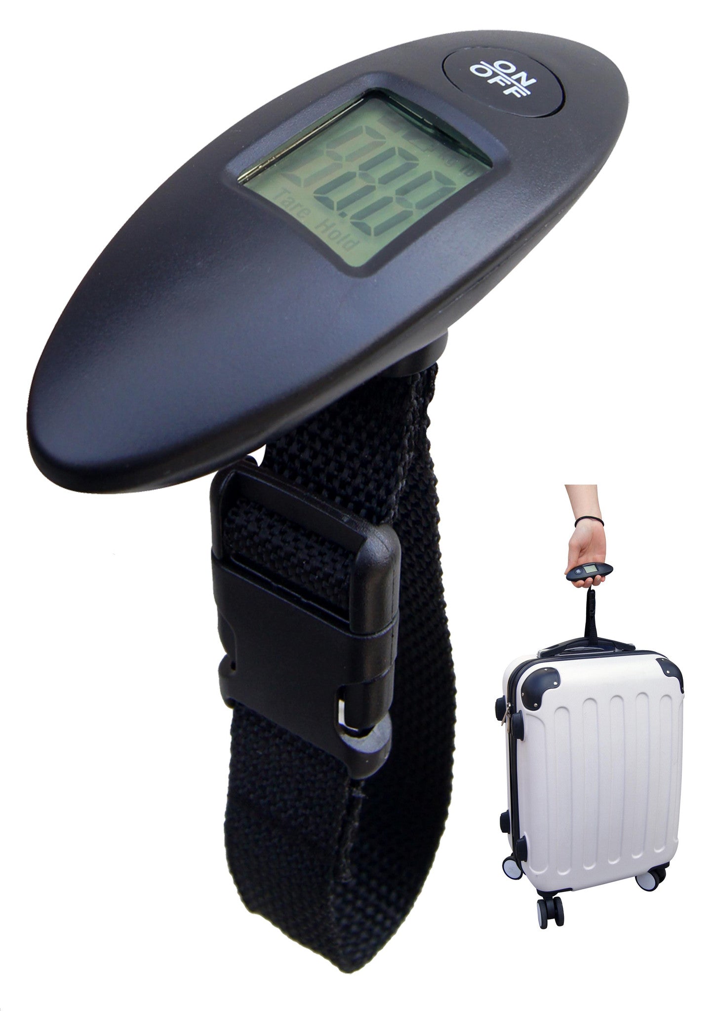 Black digital luggage scale with memory function, Travel - Presence