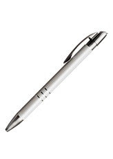 Silver and white metal ballpoint pen