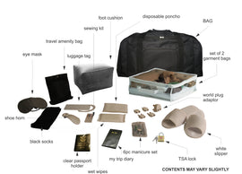 Travel goodie gift set in large black bag