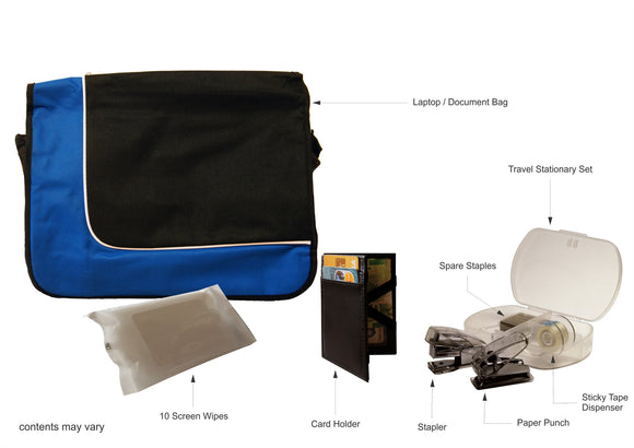 Blue and black document goodie bag