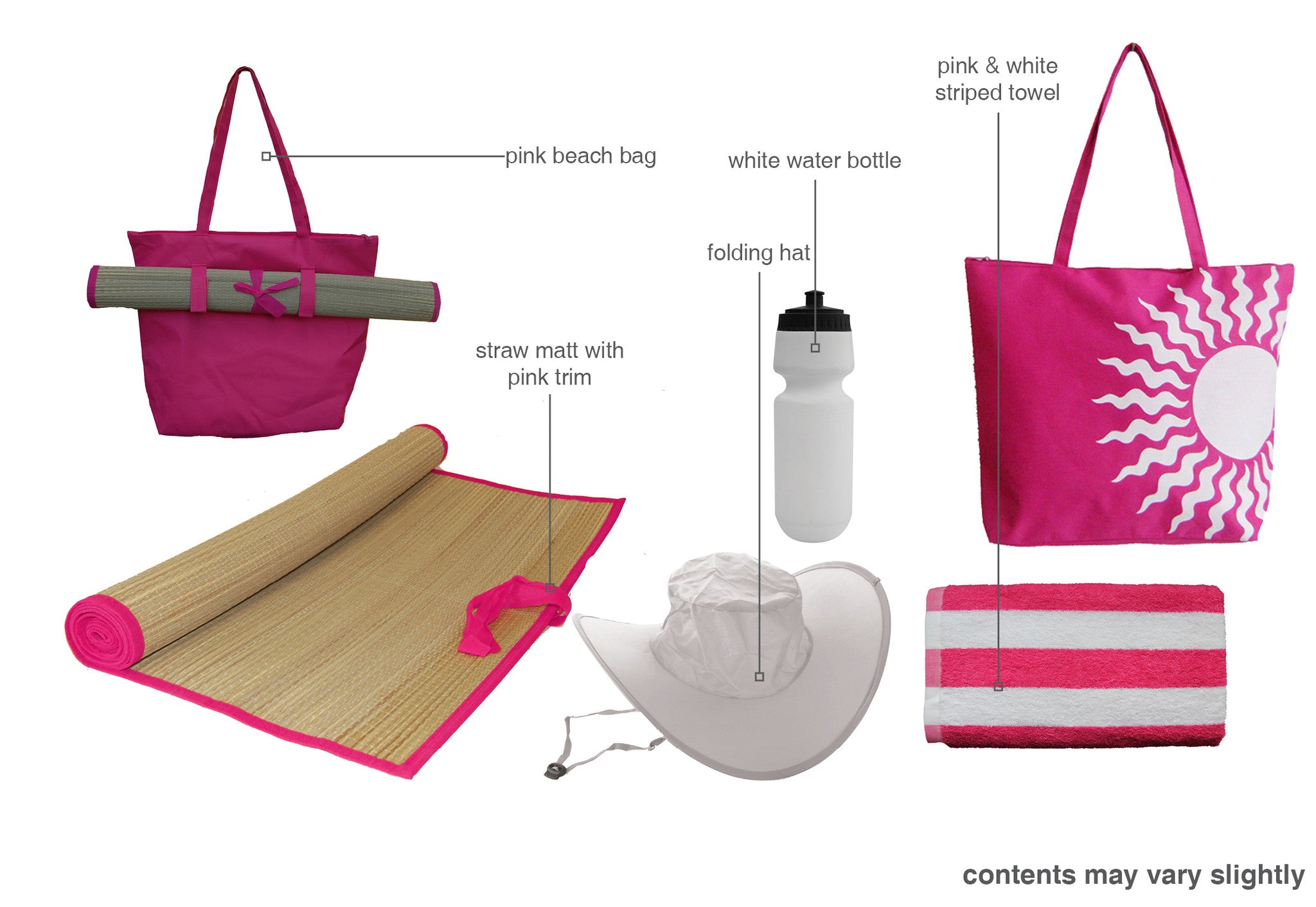 Pink beach bag gift set