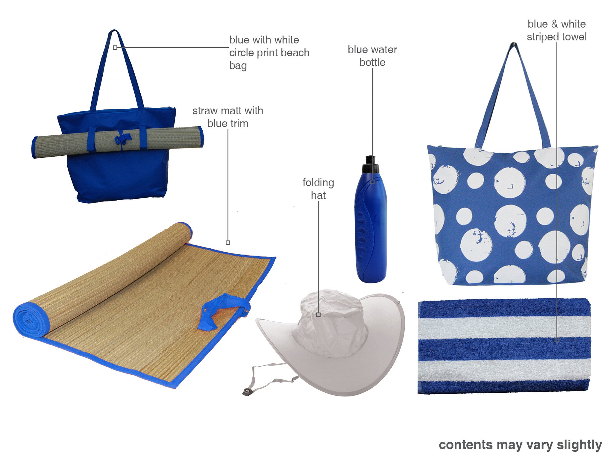 Blue with circle beach bag gift set