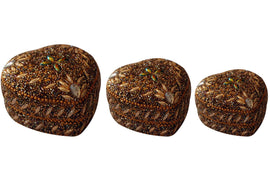 Jewellery Boxes With Gold Beads Set Of 3