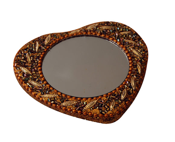Heart shape mirror with gold bling beads