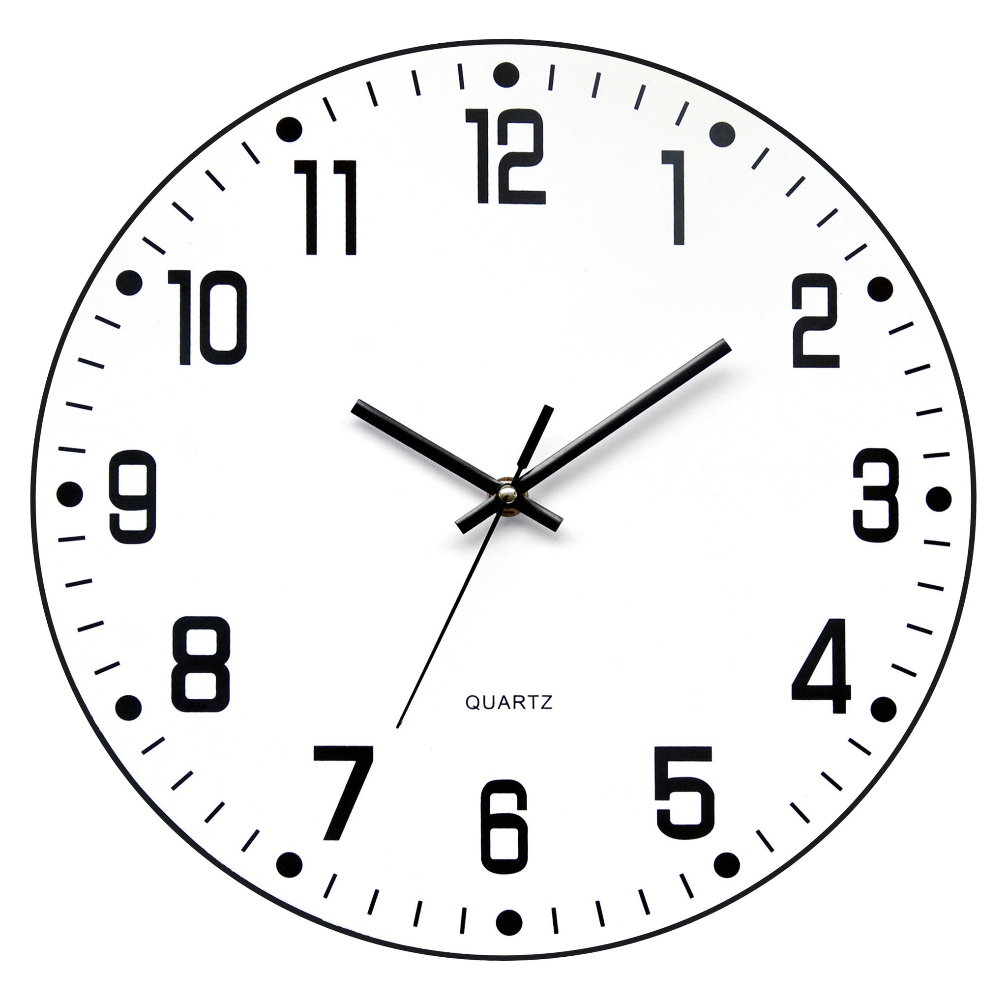 Black and white 'open face' (no glass) wall clock (battery included), clocks - Presence