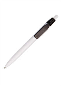 White ballpoint pen with black trim 'budget'
