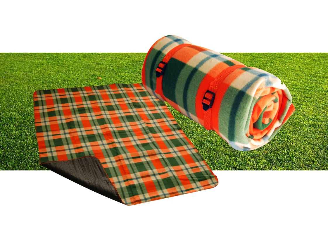 Waterproof Picnic Blanket with Green and Orange Strap - Ultimate Outdoor Comfort
