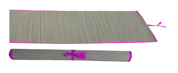 Straw multi-purpose mat with pink trim
