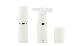 Mini handheld white travel fan (batteries included)