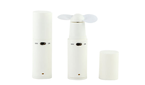 Mini handheld white travel fan (batteries included)