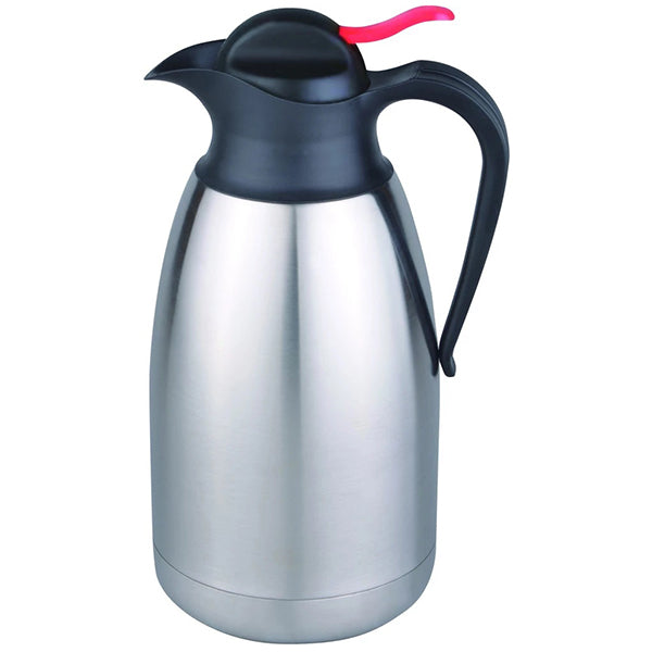 Matt stainless steel vacuum jug with black lid (1.6L)