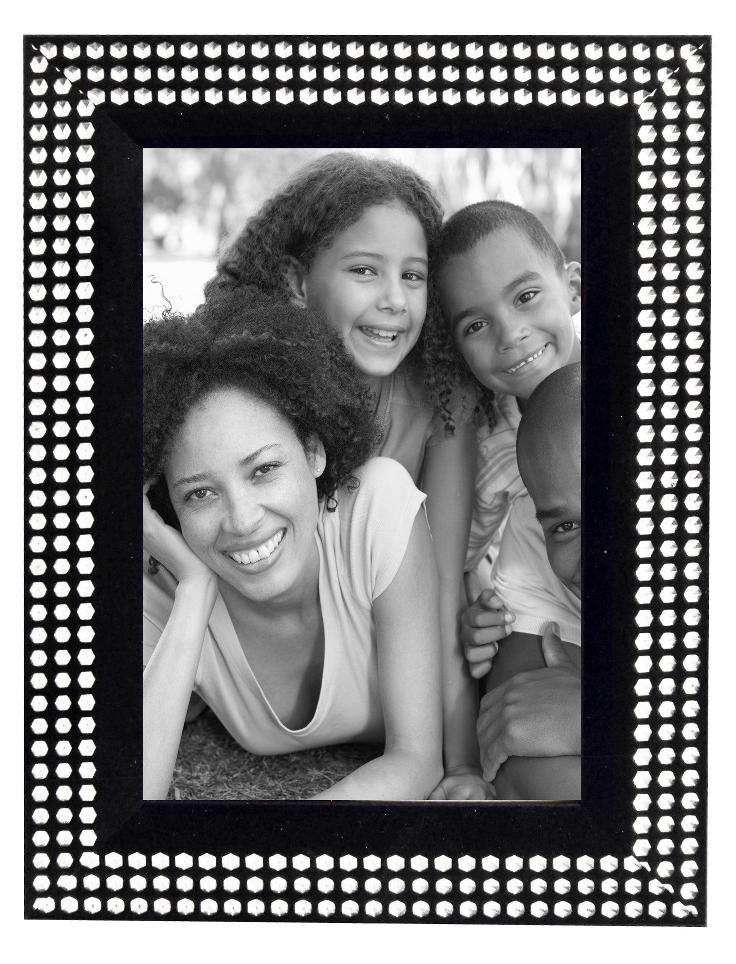 Black and silver diamante` photo frame